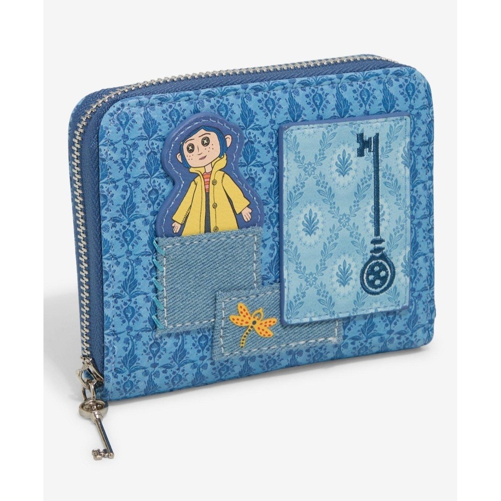 Loungefly Coraline Denim Backpack & Wallet Set Cosplay Patchwork Bag - Picture 5 of 10
